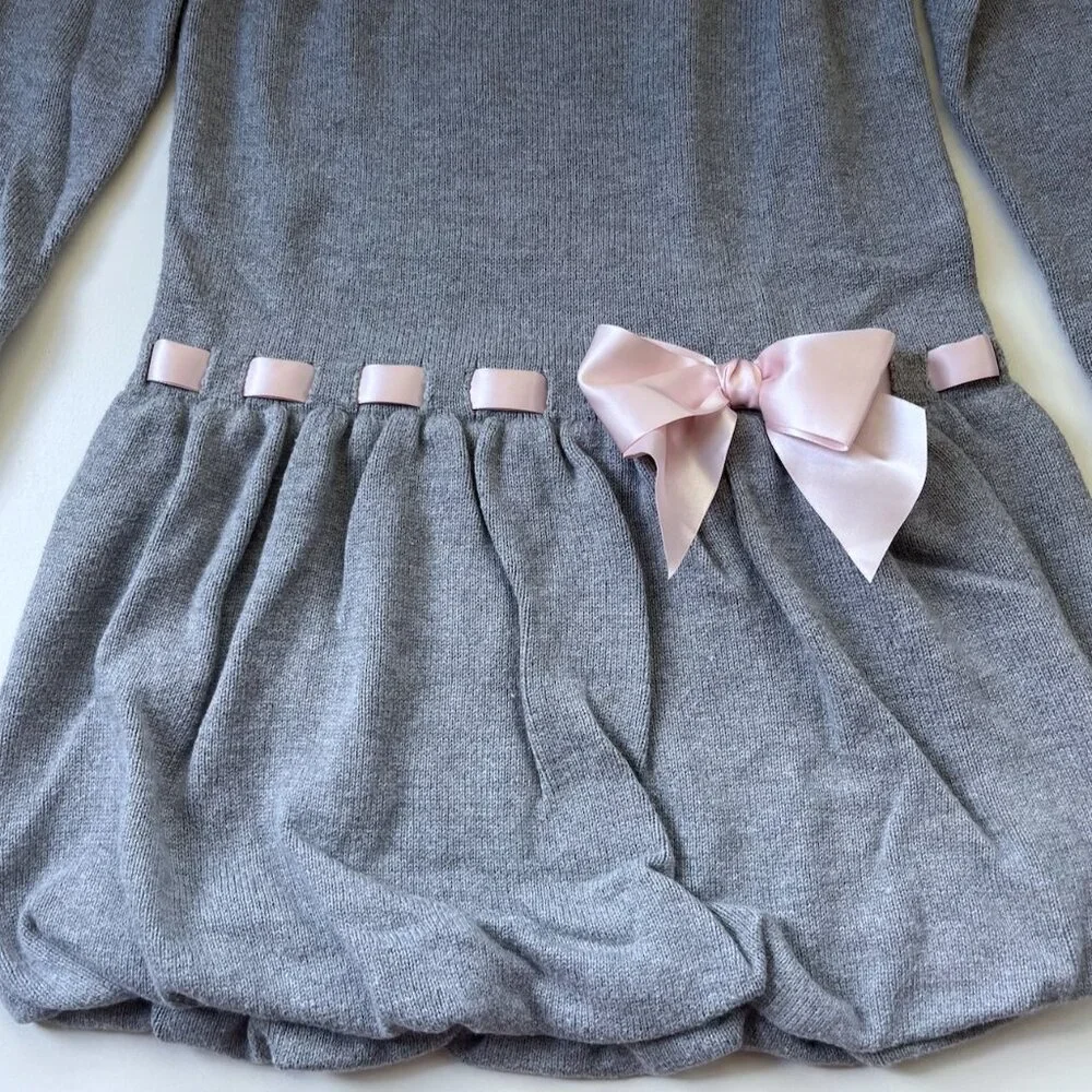 Janie and Jack Bubble Sweater Dress with Ribbon Size 5